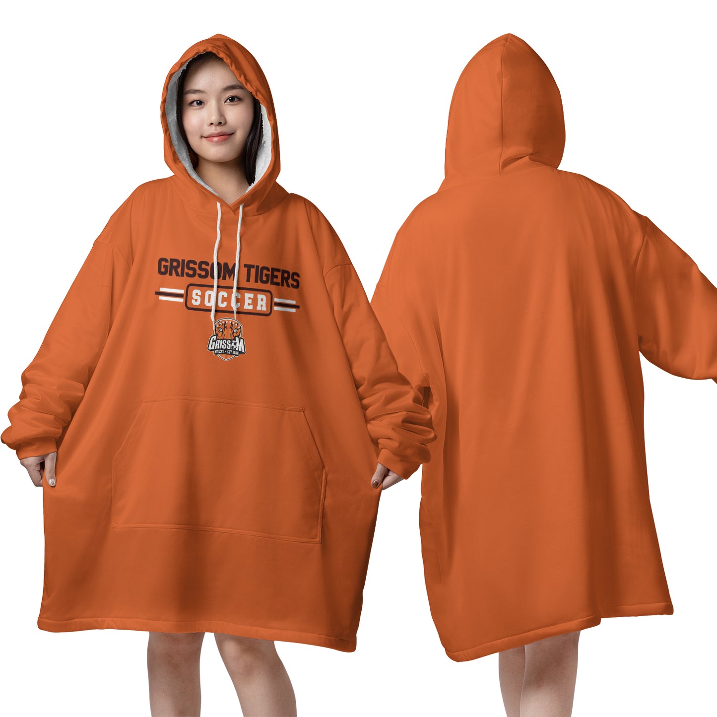 Grissom Soccer Orange Blanket Hoodie