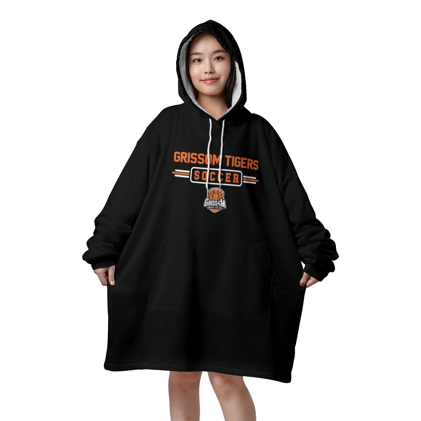 Grissom Soccer Black Blanket Hoodie