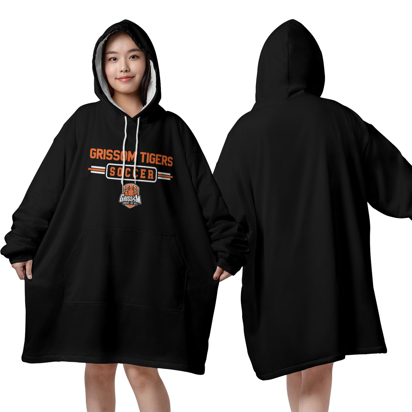 Grissom Soccer Black Blanket Hoodie