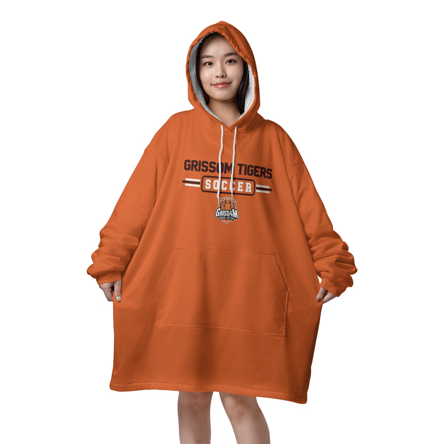 Grissom Soccer Orange Blanket Hoodie