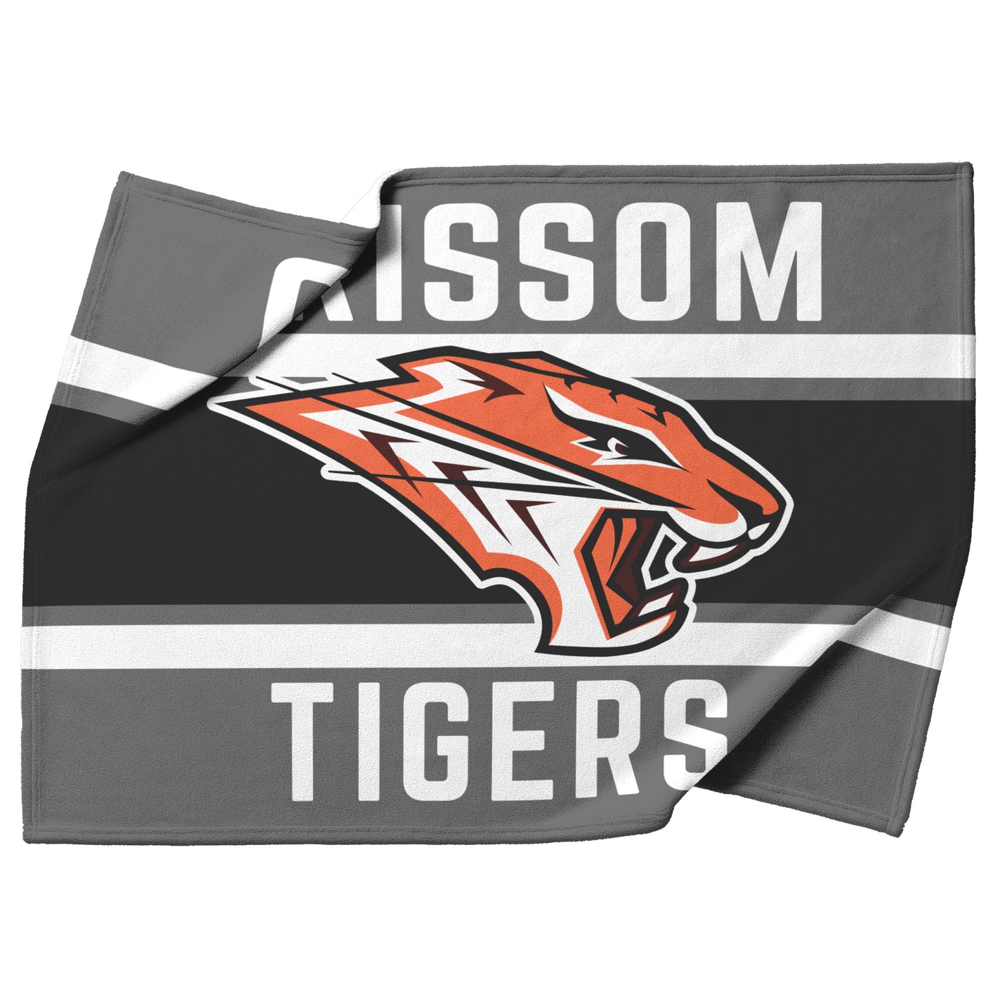 Grissom Tiger's Logo Gray/Black Velveteen Plush Blanket