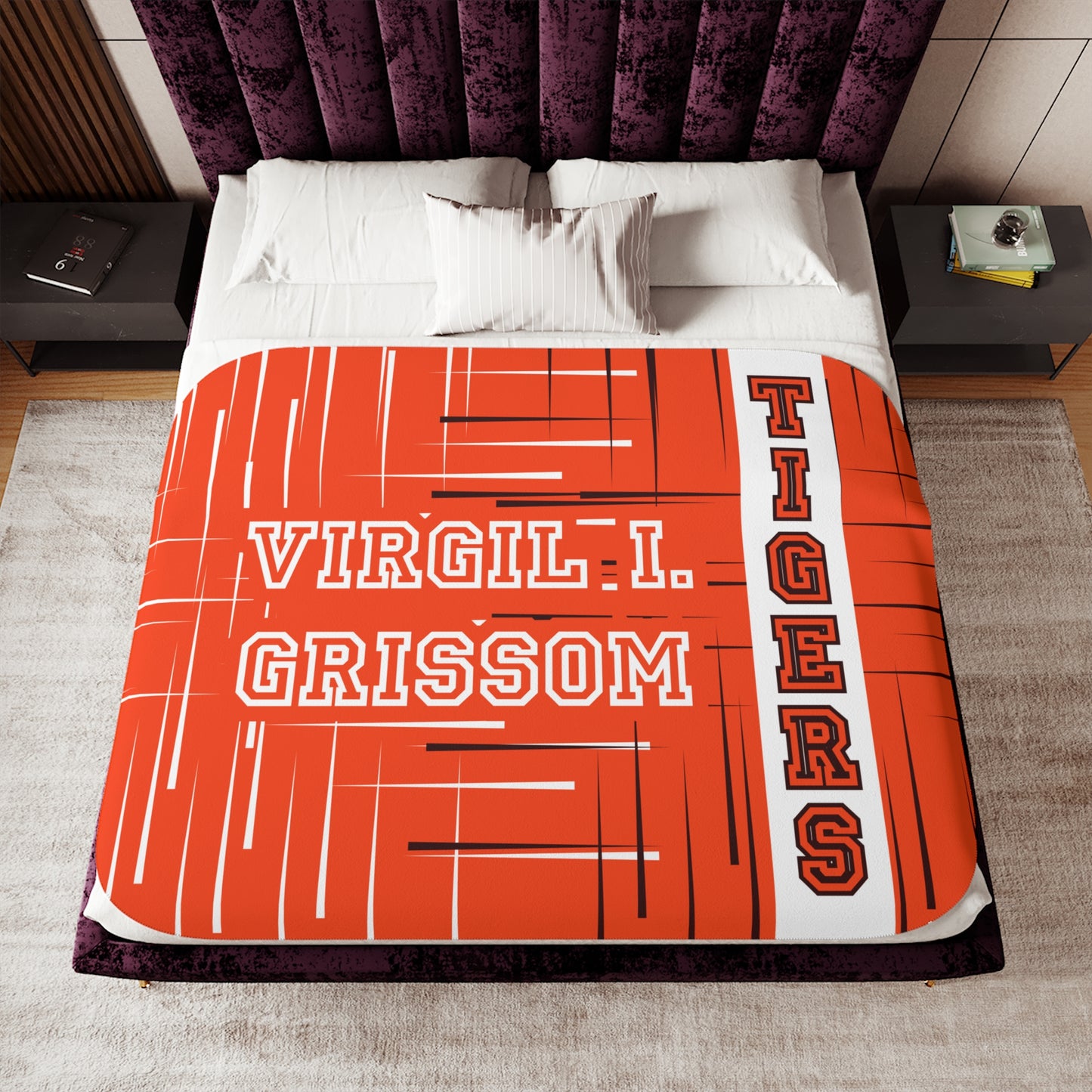 Virgil I. Grissom Tigers Orange Velveteen Plush Blanket