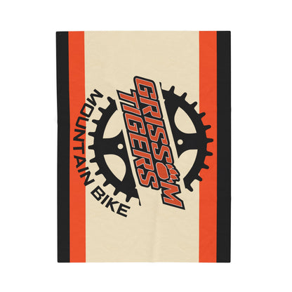 Grissom Mountain Bike Beige/Black Velveteen Plush Blanket