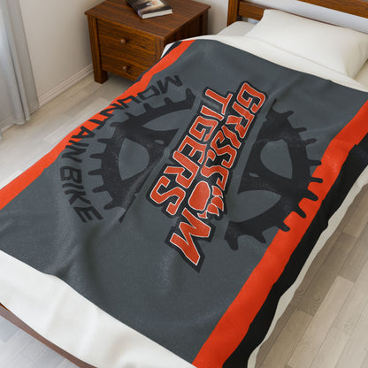 Grissom Tiger's Soccer Mountain Bike Black/Orange Velveteen Plush Blanket