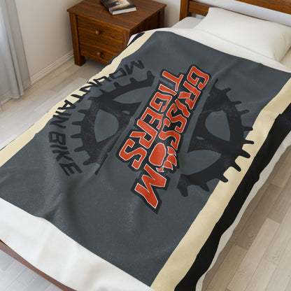 Grissom Mountain Bike Gray/Beige Velveteen Plush Blanket