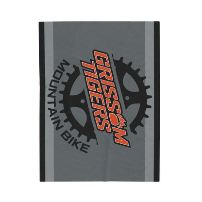 Grissom Mountain Bike Gray/Black Velveteen Plush Blanket