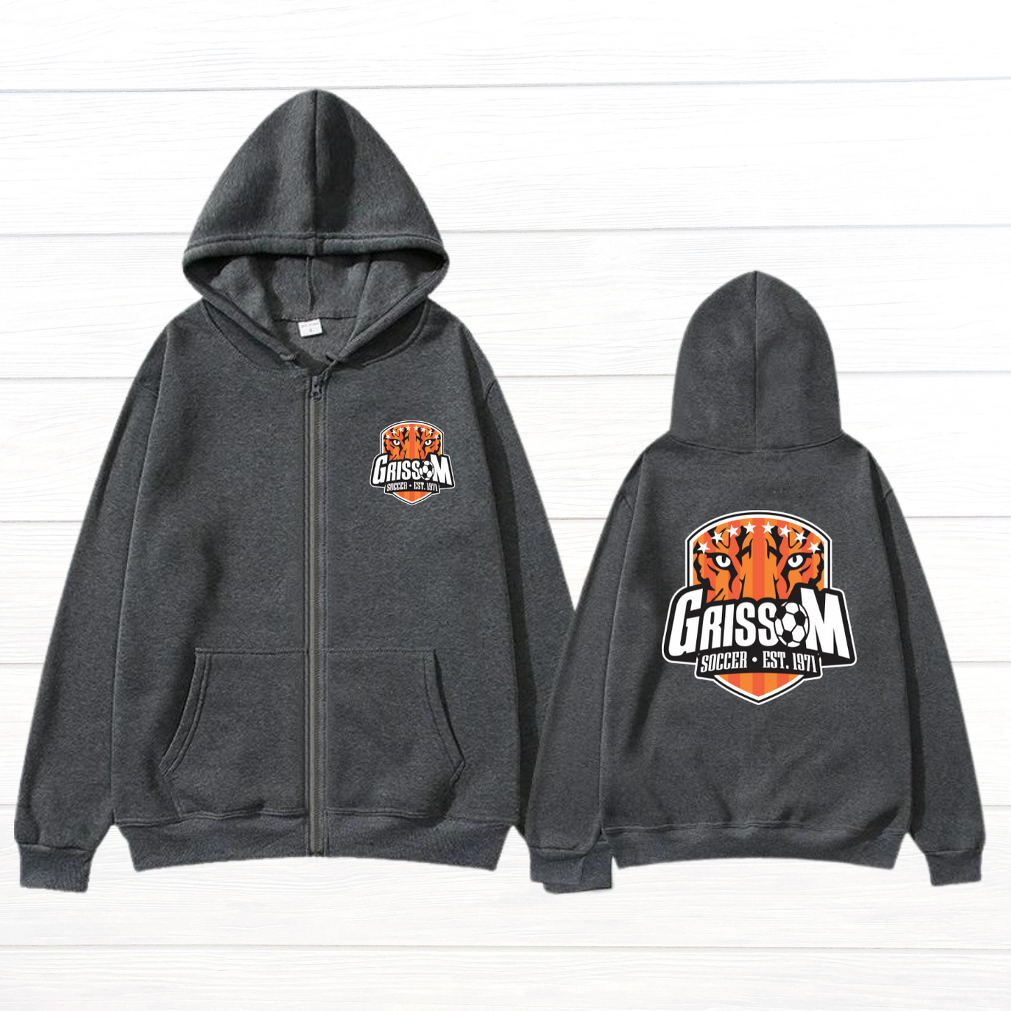 Front/Back Grissom Soccer Logo Zippered