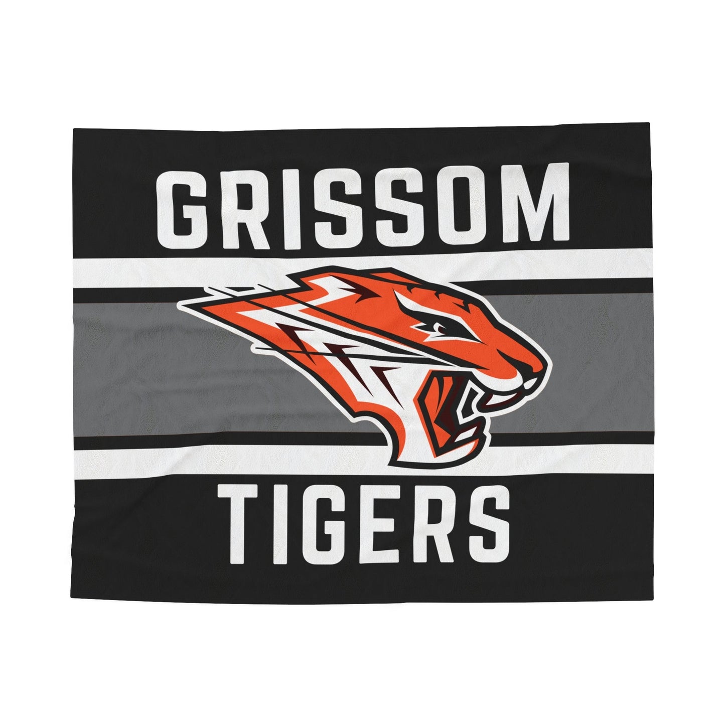 Grissom Tigers Logo Black/Gray Plush Blanket