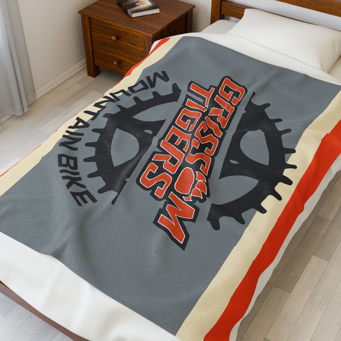 Grissom Mountain Bike Orange/Gray Velveteen Plush Blanket
