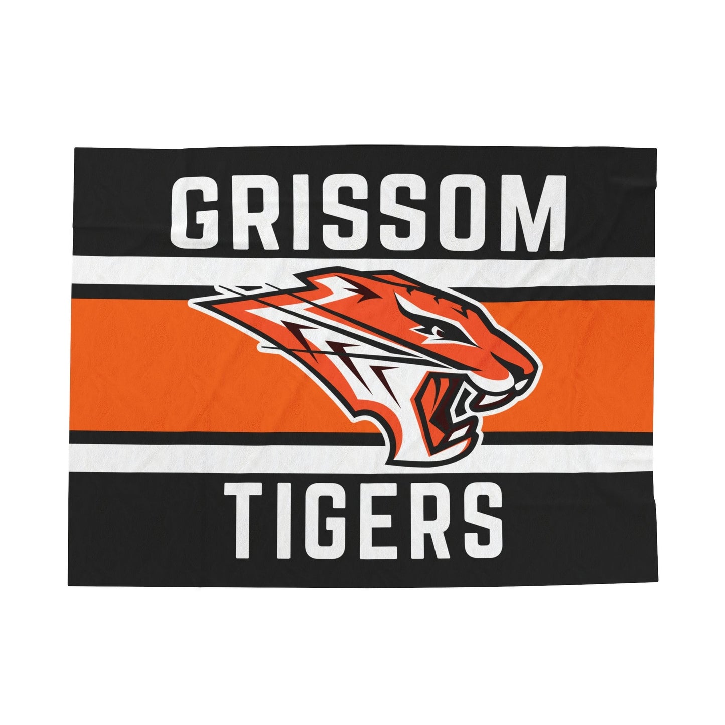 Grissom Tiger's Logo Black/Orange Plush Blanket