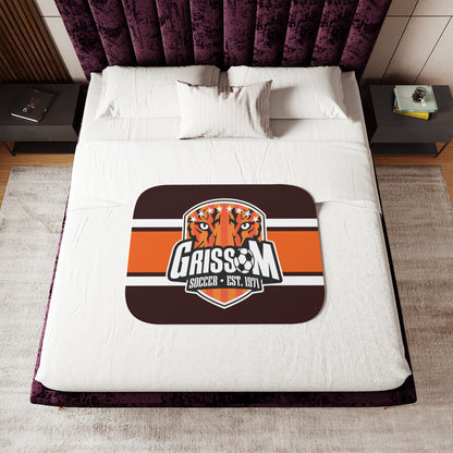 Grissom Men's Soccer Logo Brown/Orange Plush Blanket