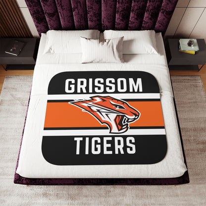 Grissom Tiger's Logo Black/Orange Plush Blanket