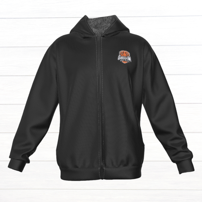 Sherpa Fleece Zip Up Hoodie (Black)