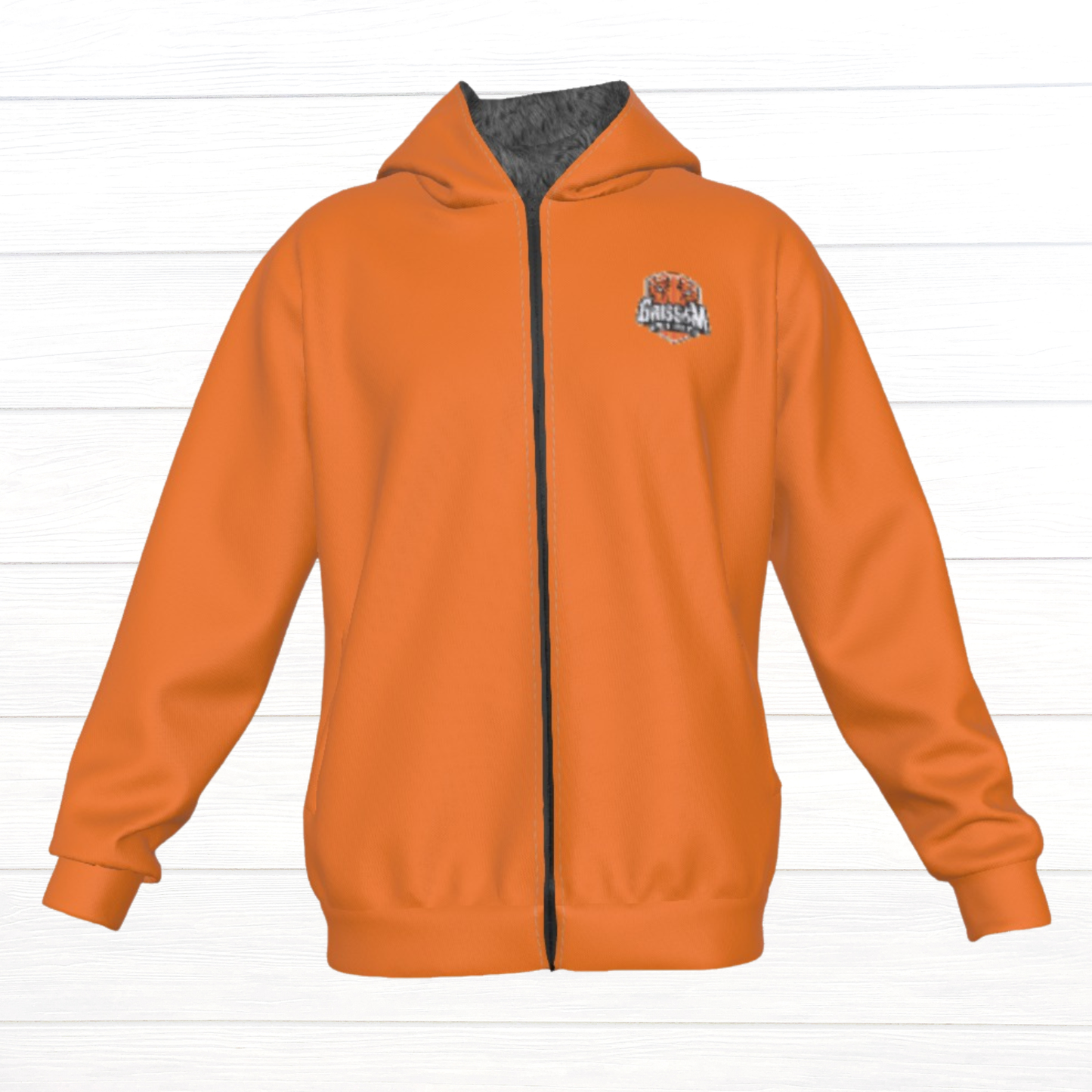 Sherpa Fleece Zip Up Hoodie (Orange)