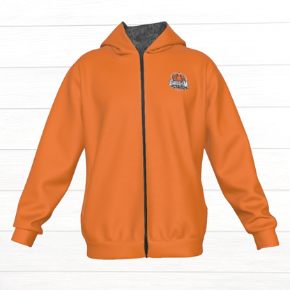 Sherpa Fleece Zip Up Hoodie (Orange)