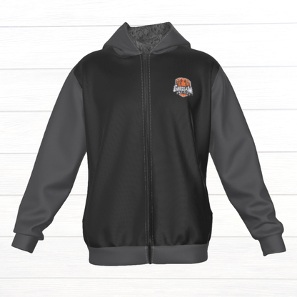 Sherpa Fleece Zip Up Hoodie (Black/Gray)