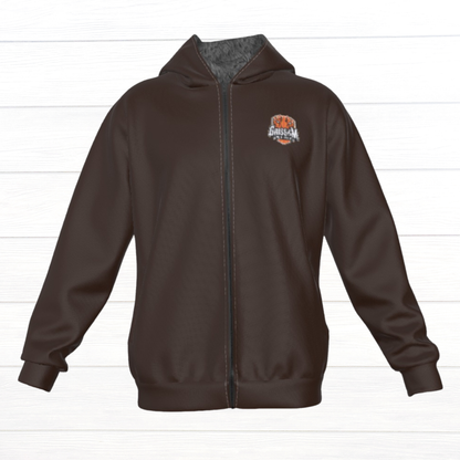 Sherpa Fleece Zip Up Hoodie (Brown)