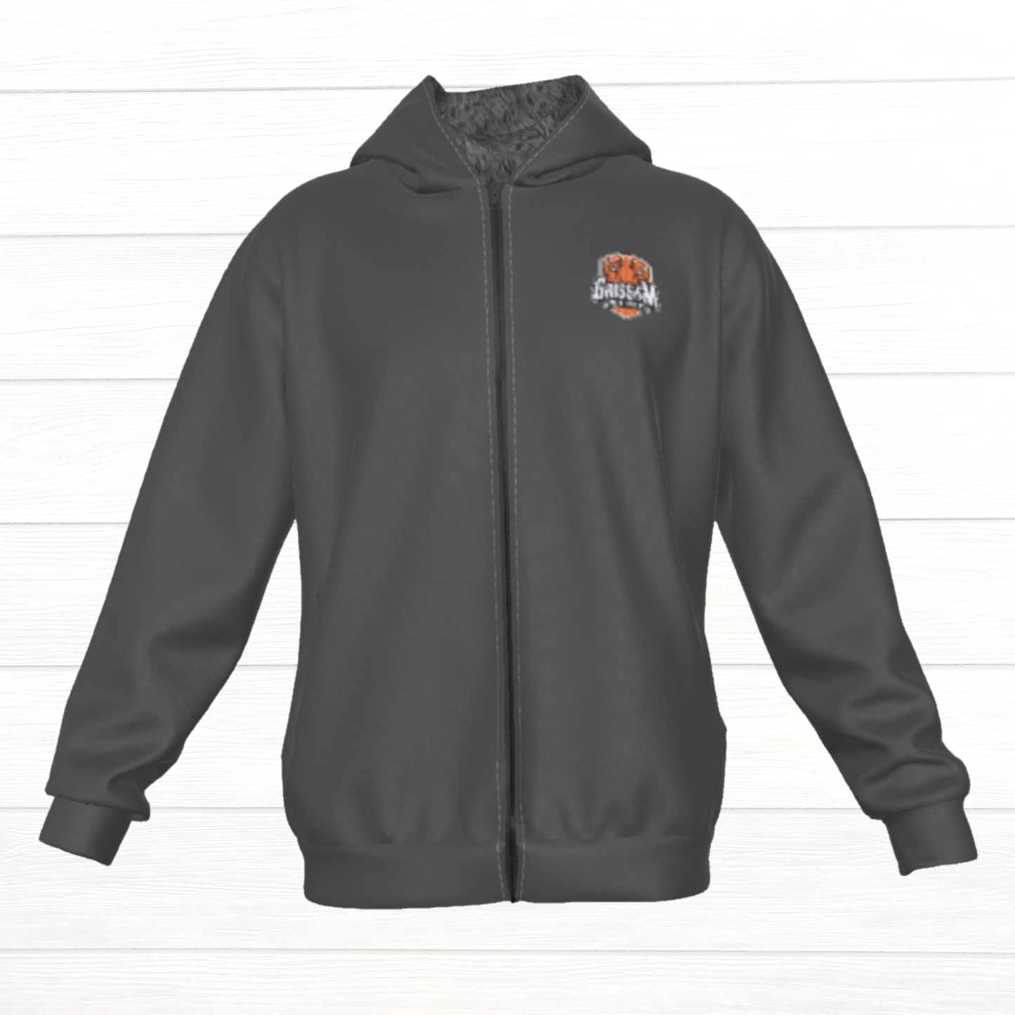 Sherpa Fleece Zip Up Hoodie (Gray)