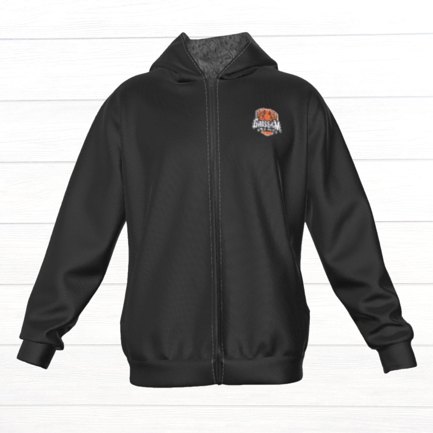 Sherpa Fleece Zip Up Hoodie (Black)