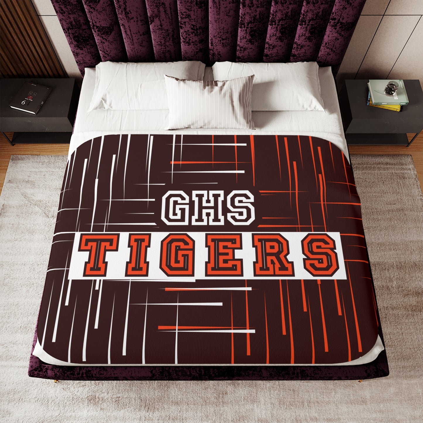 GHS Tigers Lines Velveteen Plush Blanket