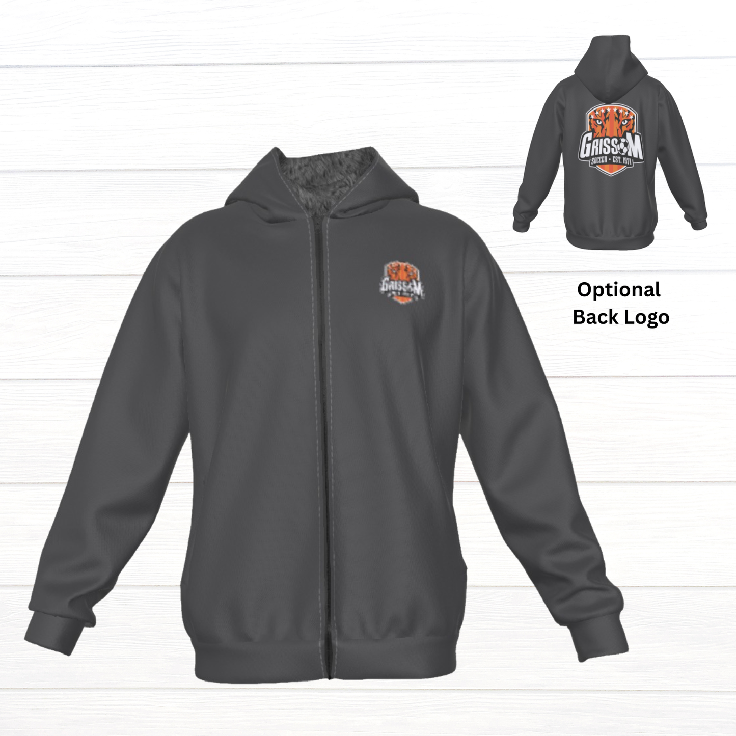 Sherpa Fleece Zip Up Hoodie (Gray)