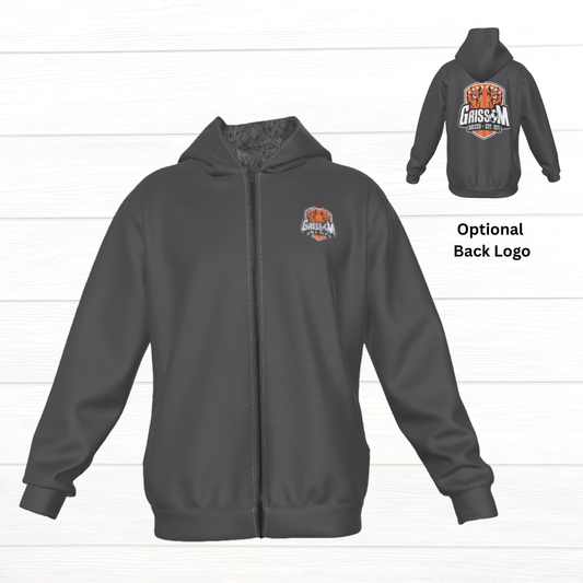 Sherpa Fleece Zip Up Hoodie (Gray)