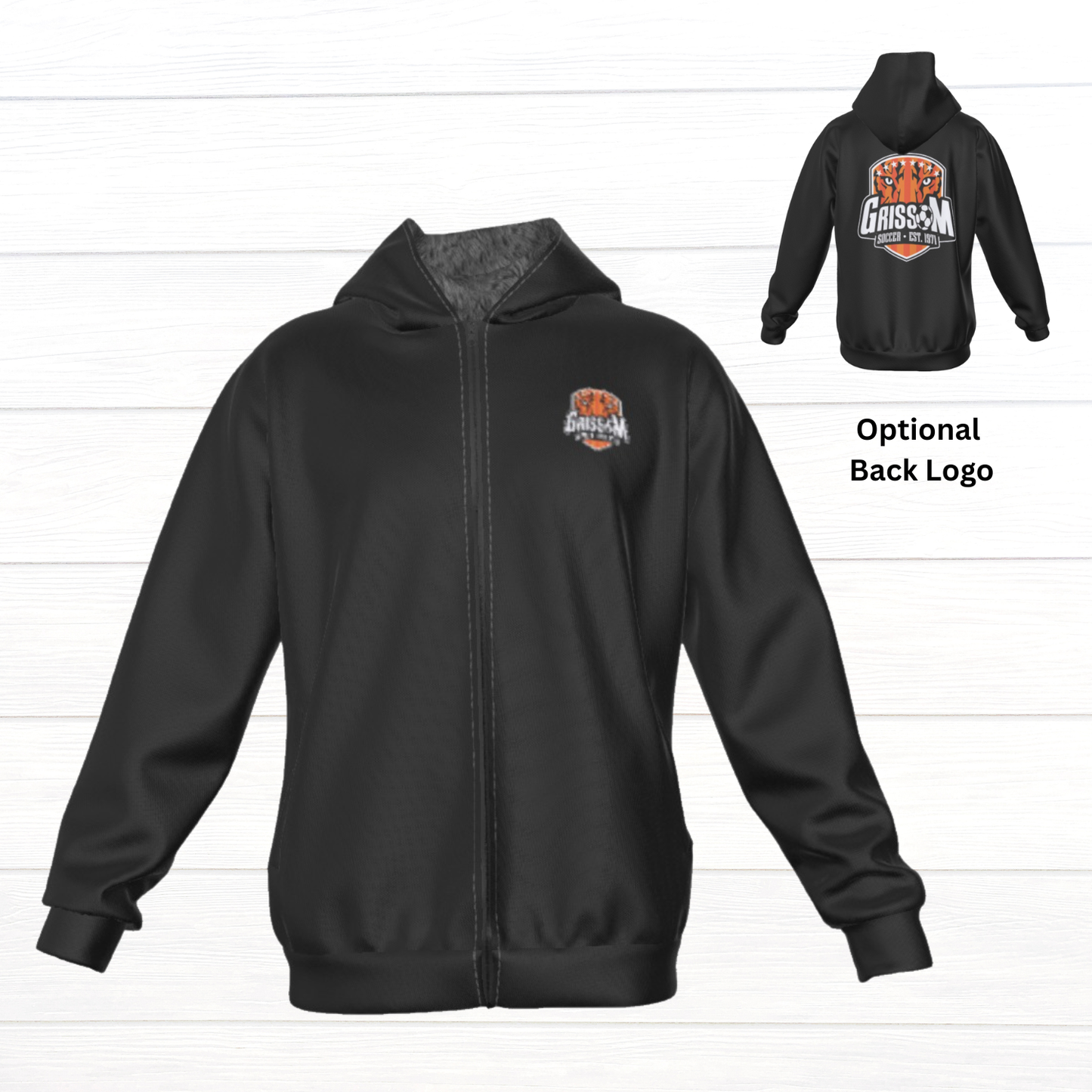 Sherpa Fleece Zip Up Hoodie (Black)