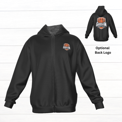 Sherpa Fleece Zip Up Hoodie (Black)