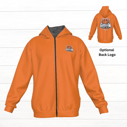 Sherpa Fleece Zip Up Hoodie (Orange)