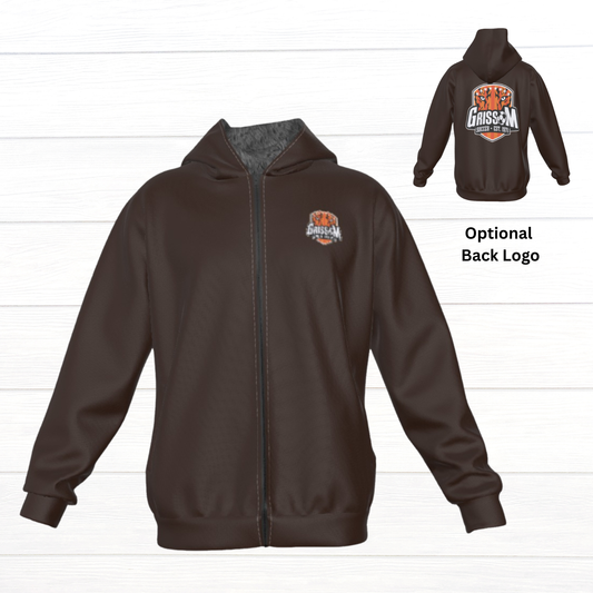 Sherpa Fleece Zip Up Hoodie (Brown)