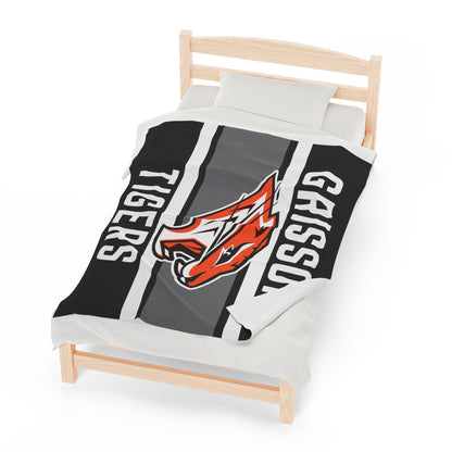 Grissom Tigers Logo Black/Gray Plush Blanket