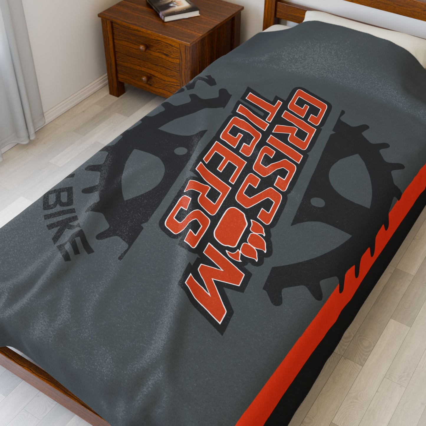 Grissom Tiger's Soccer Mountain Bike Black/Orange Velveteen Plush Blanket