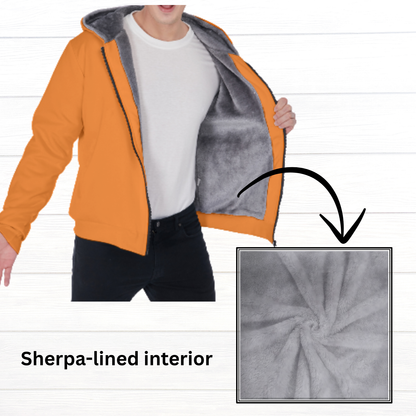 Sherpa Fleece Zip Up Hoodie (Orange)