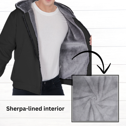 Sherpa Fleece Zip Up Hoodie (Black)
