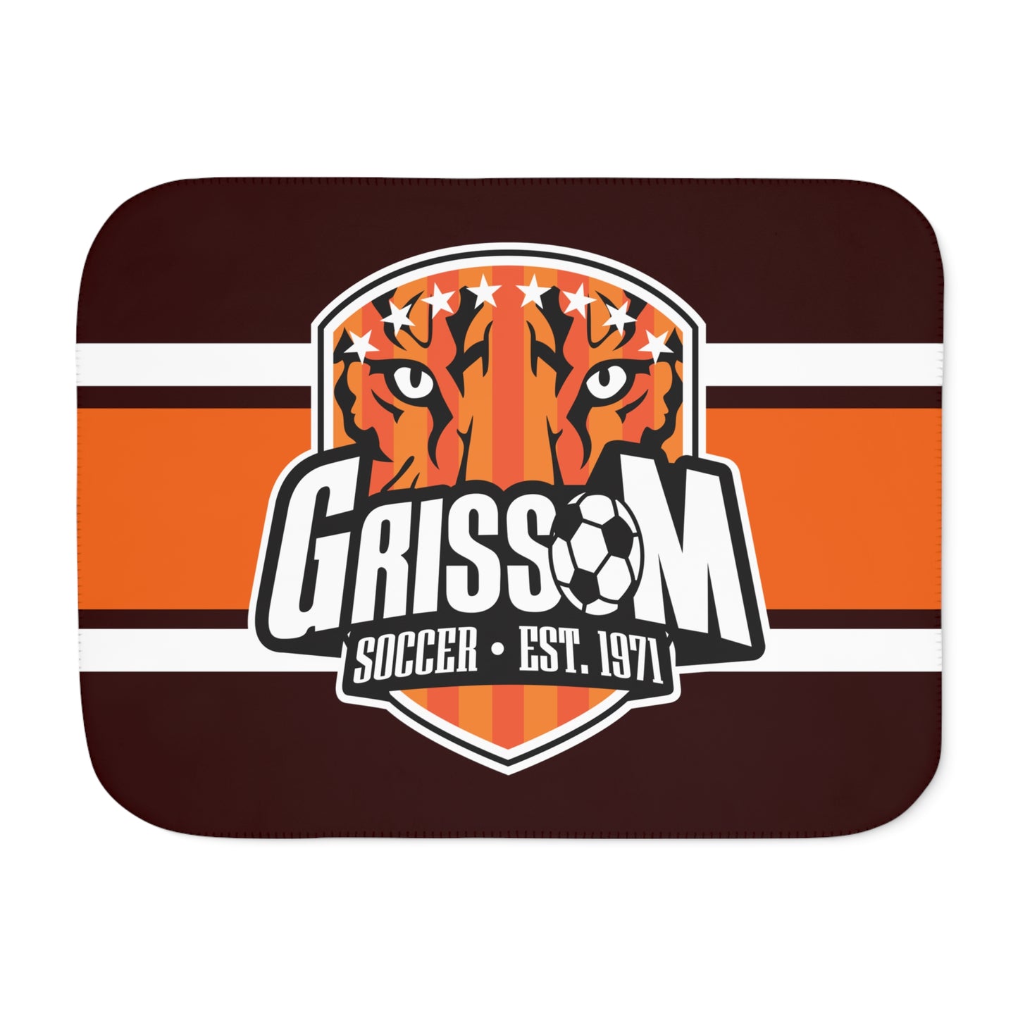 Grissom Men's Soccer Logo Brown/Orange Plush Blanket