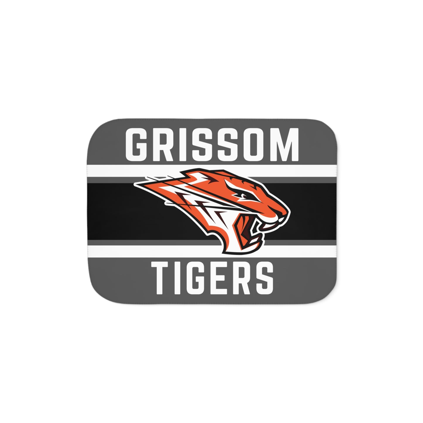 Grissom Tiger's Logo Gray Sherpa Blanket