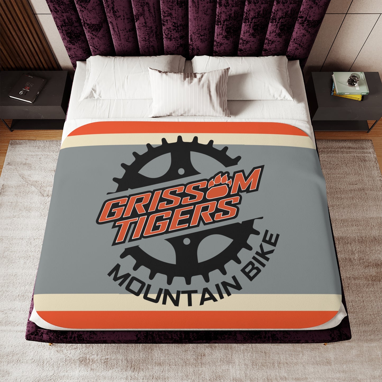Grissom Mountain Bike Orange/Gray SHERPA Blanket