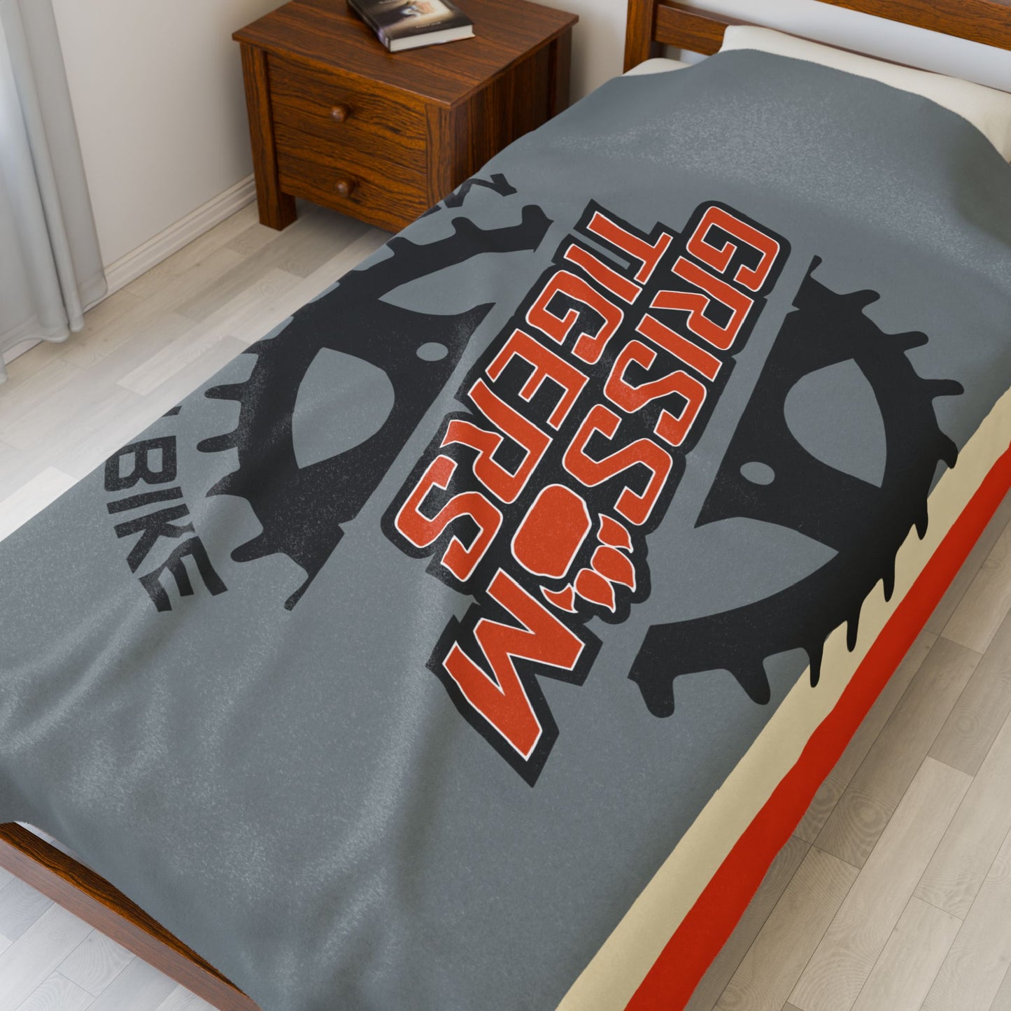 Grissom Mountain Bike Orange/Gray Velveteen Plush Blanket