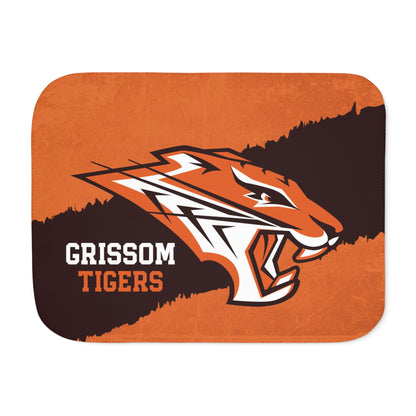 Grissom Tiger's Logo Rustic Orange Velveteen Plush Blanket