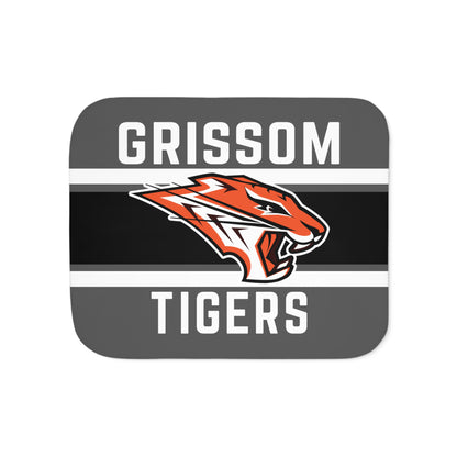 Grissom Tiger's Logo Gray Sherpa Blanket