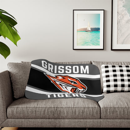 Grissom Tiger's Logo Gray Sherpa Blanket