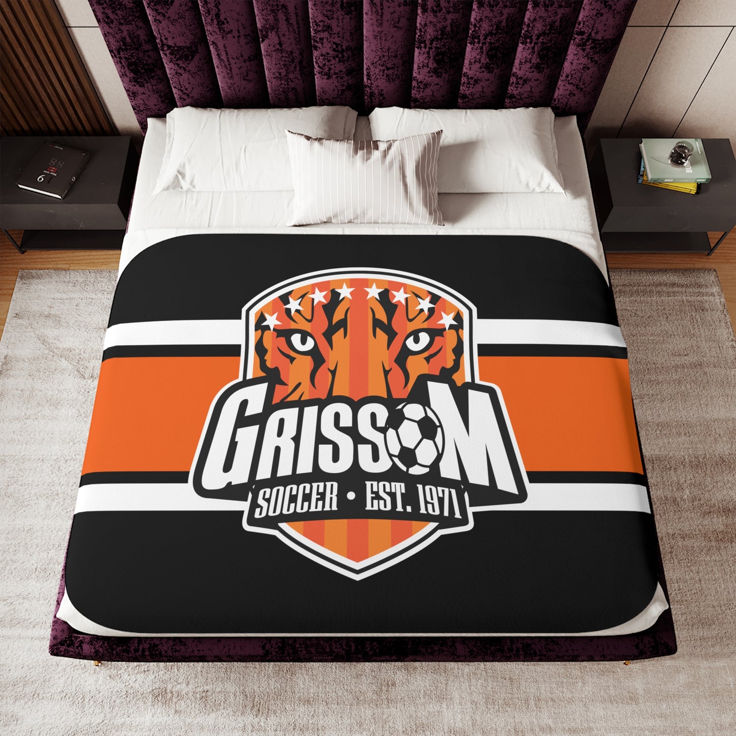 Grissom Men's Soccer Logo Black Blanket