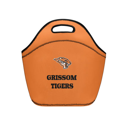 Grissom Tigers Logo and Text Printed + Embroidered Neoprene Lunch Bag