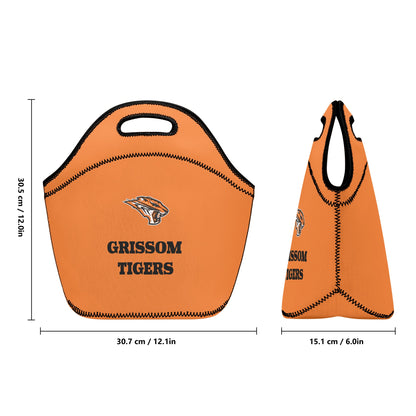 Grissom Tigers Logo and Text Printed + Embroidered Neoprene Lunch Bag