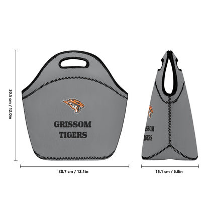 Grissom Tigers Logo and Text Printed + Embroidered Neoprene Lunch Bag