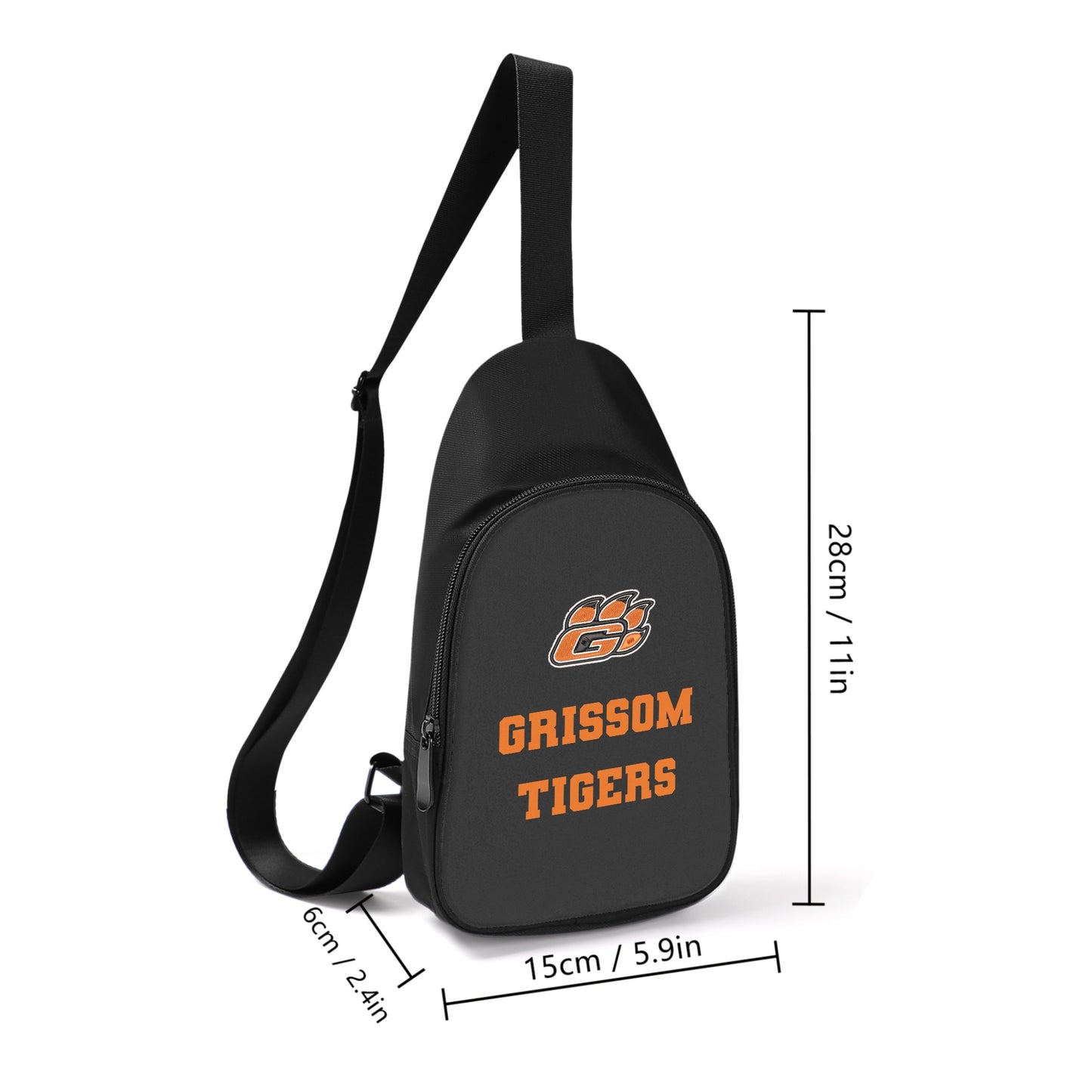 Grissom Tiger Paw Logo Printed + Embroidered Soccer Themed Chest Bag