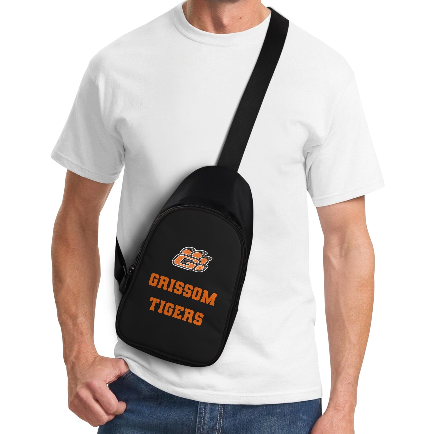 Grissom Tiger Paw Logo Printed + Embroidered Soccer Themed Chest Bag