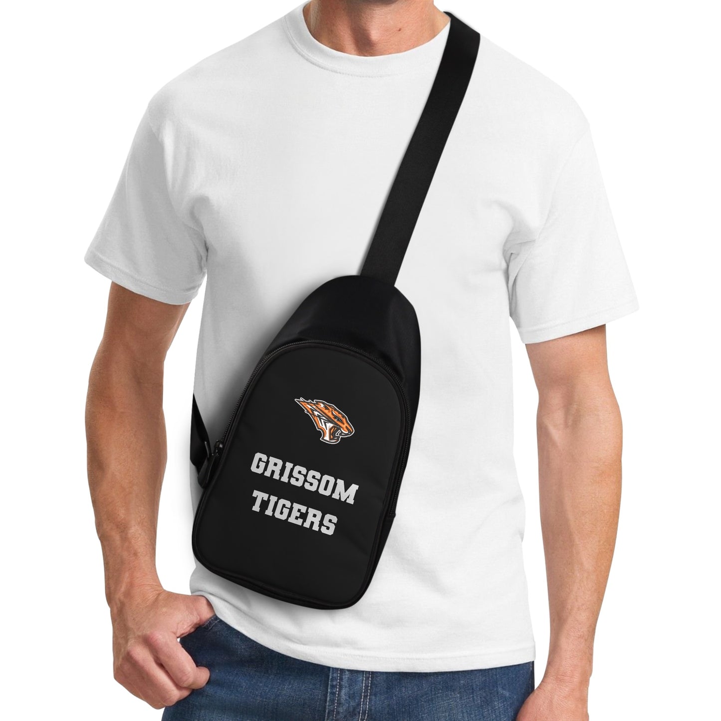 Grissom Tigers Logo Printed + Embroidered Themed Chest Bag