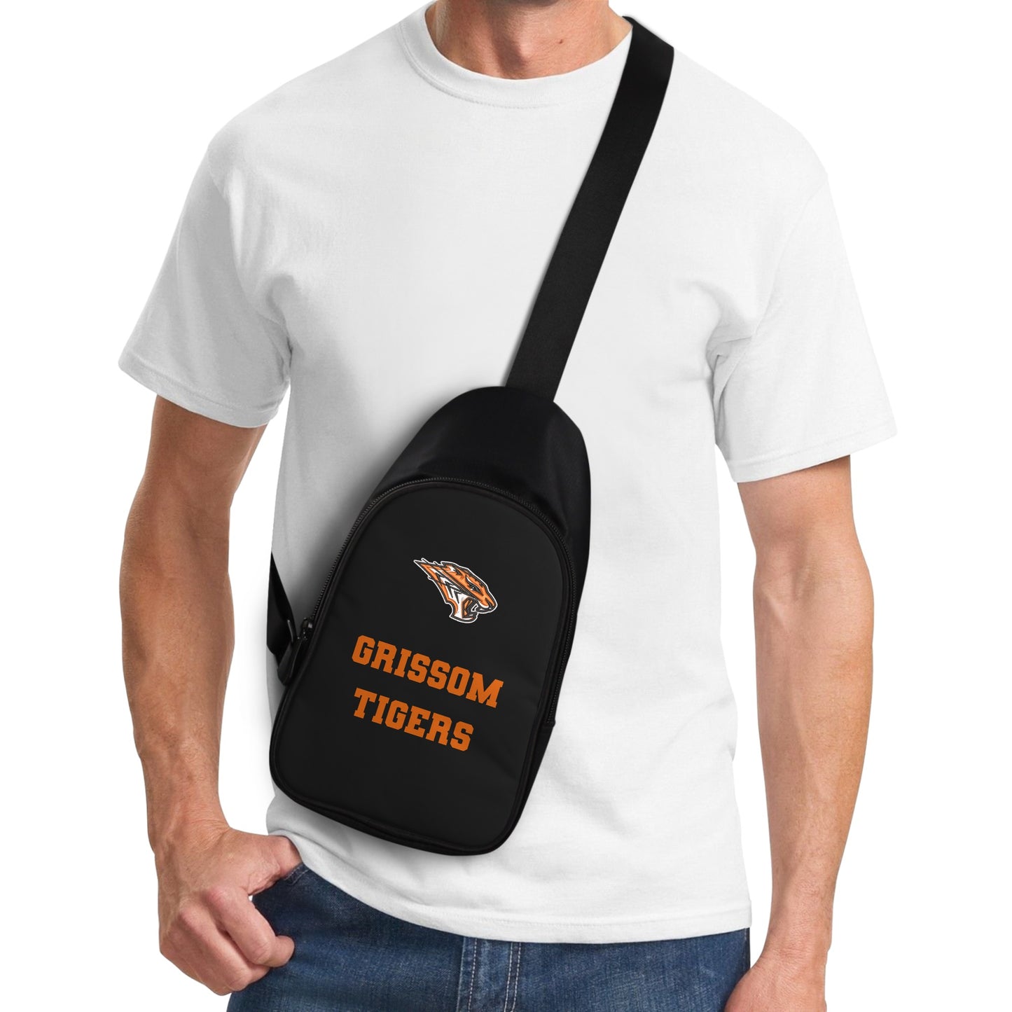 Grissom Tigers Logo Printed + Embroidered Themed Chest Bag