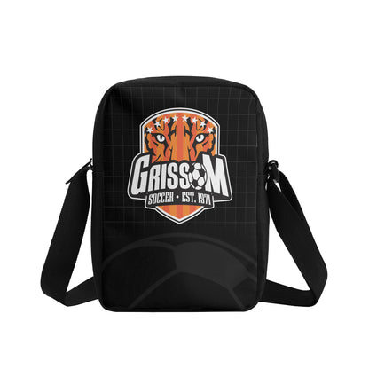 Grissom Men's Soccer Logo and Field Black Cross-Body Style Bag